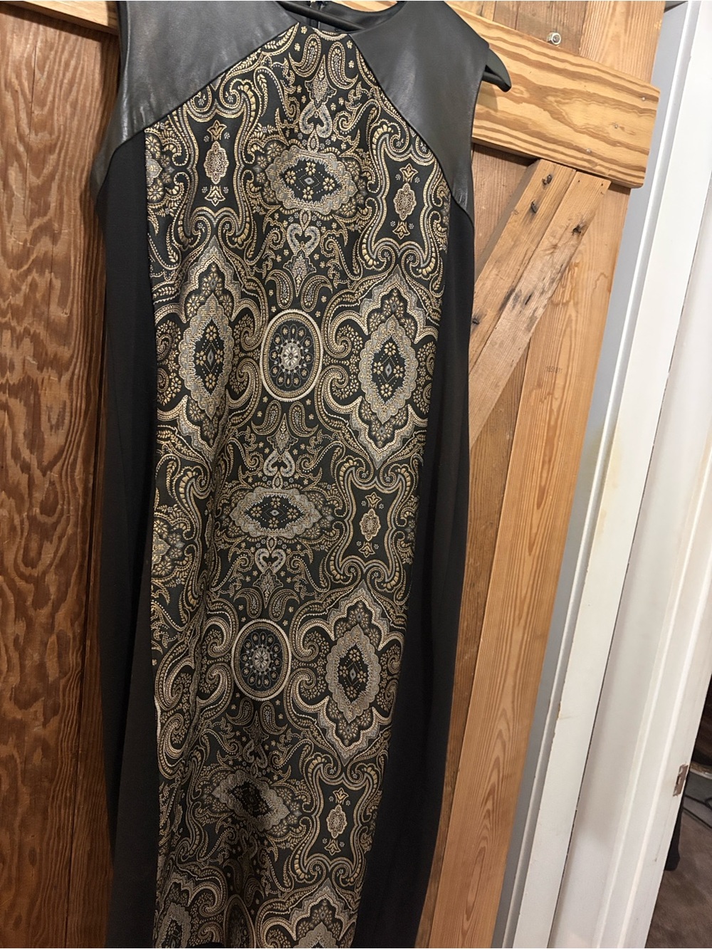 Black and Gold Brocade Sheath Dress